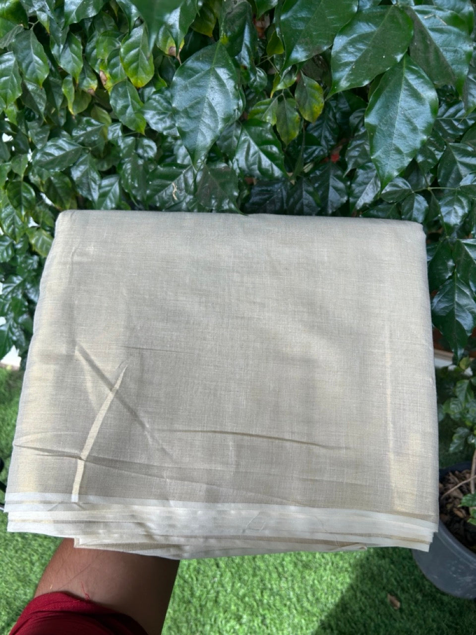 Shirt Material Kaitharikada -  Tissue Cotton (72x80) - Light Kasav Tissue Shirt Material - 2.25x1.20(m) (₹ 279 Per meter) Cut Piece - 1 KK7010 GAN