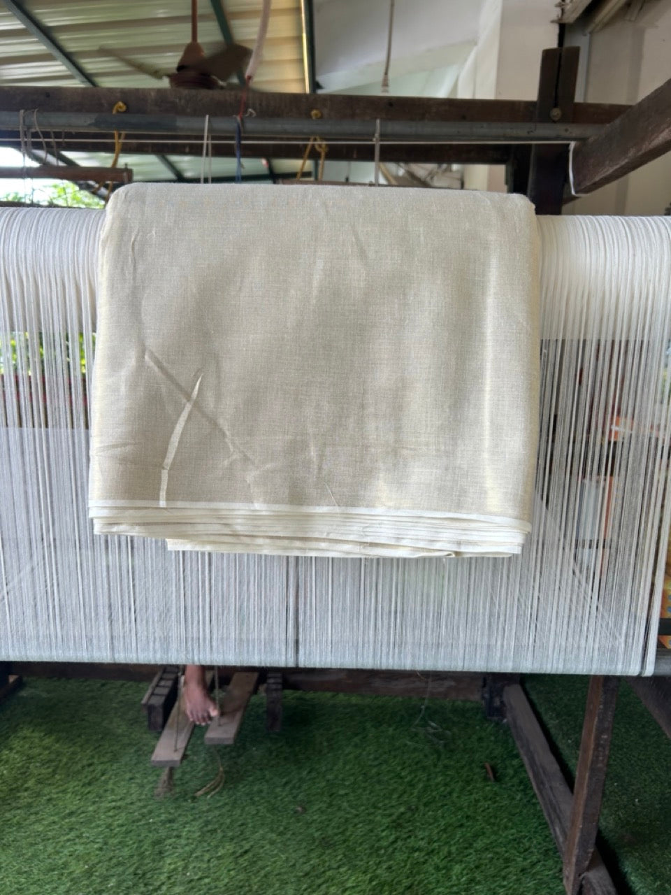 Shirt Material Kaitharikada -  Tissue Cotton (72x80) - Light Kasav Tissue Shirt Material - 2.25x1.20(m) (₹ 279 Per meter) Cut Piece - 1 KK7010 GAN