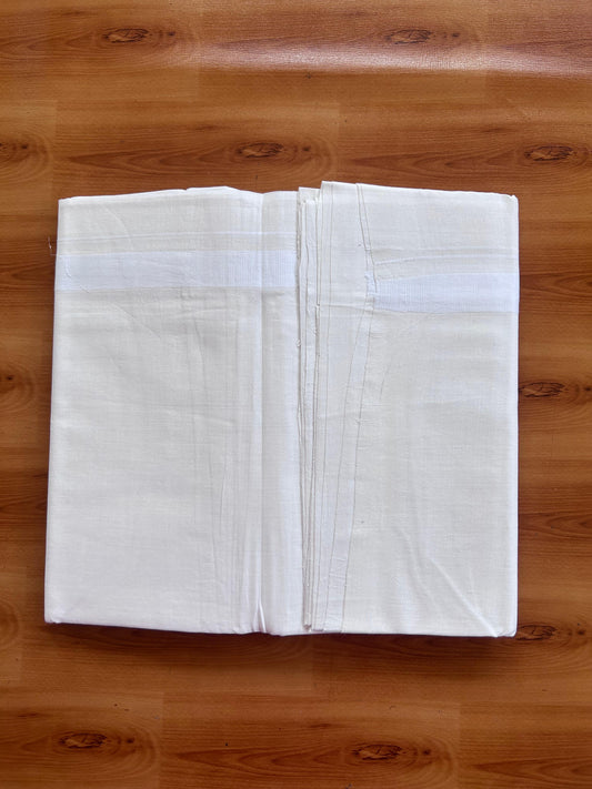 Double Pure White 25% Discount ! KaithariKada Handloom Unakkupaav - Kerala Handloom - 100% Pure Cotton - 100x90 - 2 cm White Kara 3.90 mtr (8.36 Muzham) - 45 KK5496 YAR