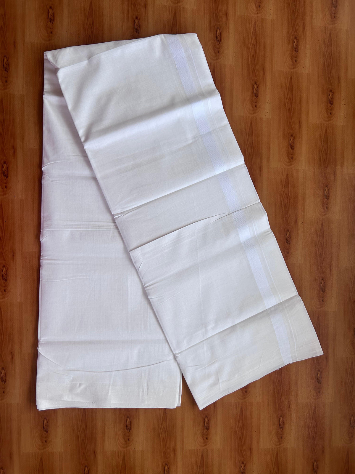 Double Pure White 25% Discount ! KaithariKada Handloom Unakkupaav - Kerala Handloom - 100% Pure Cotton - 100x90 - 2 cm White Kara 3.90 mtr (8.36 Muzham) - 45 KK5496 YAR