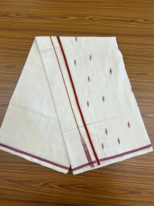 25% Discount KaithariKada Handloom Unakkupaav Balaramapuram Kerala Saree for Women- 100% PURE COTTON - Puliyilakkara Gold Kasav & Maroon Red Chutty KARA - 4 KK7154 UDA