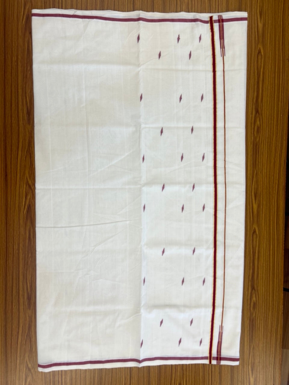 25% Discount KaithariKada Handloom Unakkupaav Balaramapuram Kerala Saree for Women- 100% PURE COTTON - Puliyilakkara Gold Kasav & Maroon Red Chutty KARA - 4 KK7154 UDA