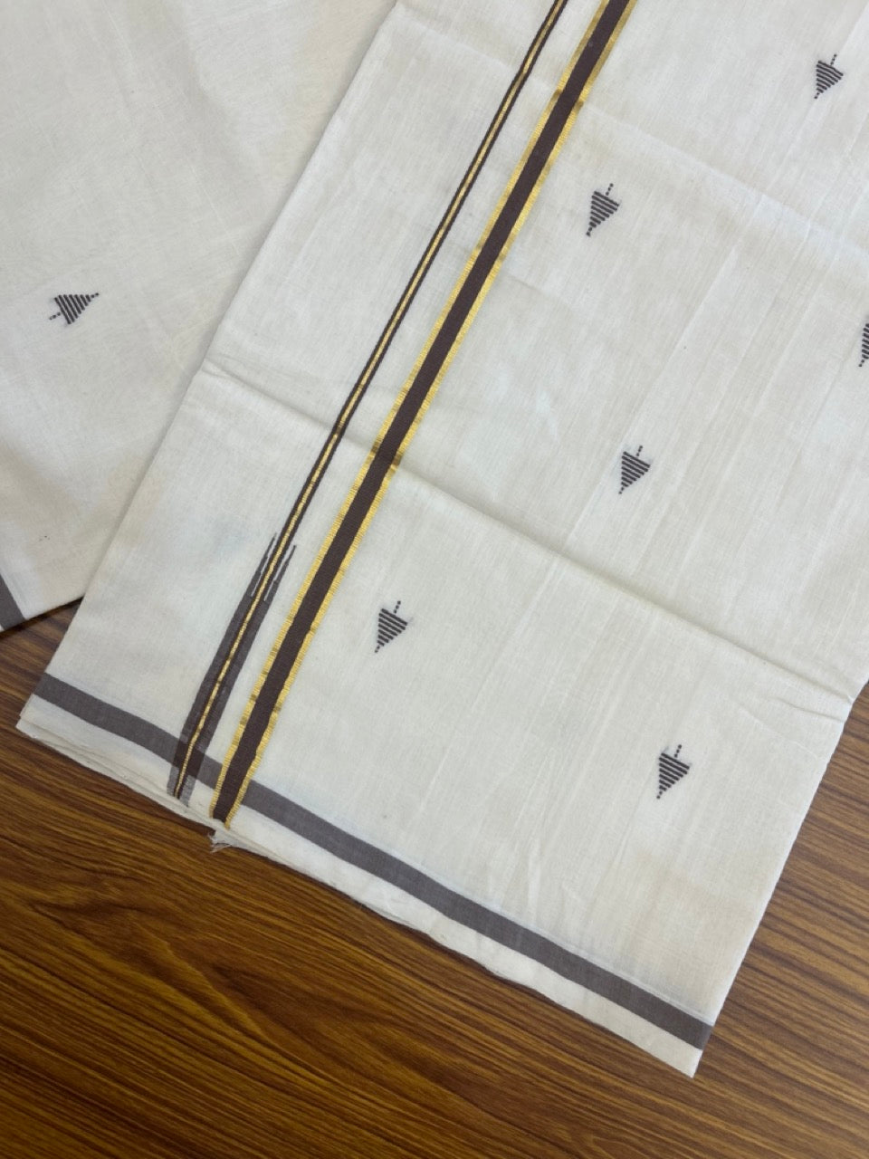25% Discount KaithariKada Handloom Unakkupaav Balaramapuram Kerala Saree for Women- 100% PURE COTTON - Puliyilakkara Gold Kasav & Brown Chutty KARA - 6 KK7154 UDA