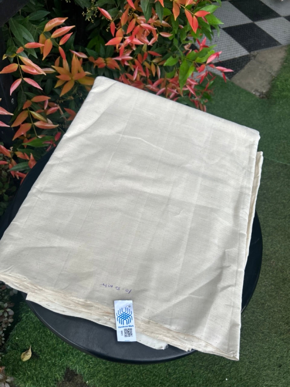 Handloom Khadi Government Hallmarked Original Kerala Cotton Material - Kaitharikada Exclusive Product - Off white Shirt Material 2.5x1.27(m) (₹ 599 per meter) - 7008ELA