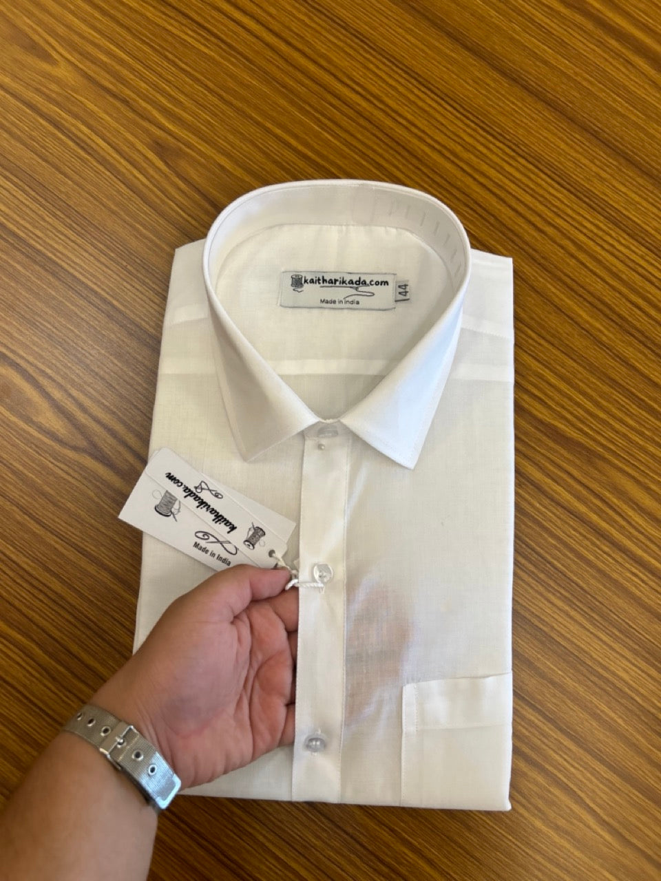 White Shirt - Half Sleeve - 100% Pure Cotton Mercerised -  Kaitharikada Original - Politician Type - 4KK1001S