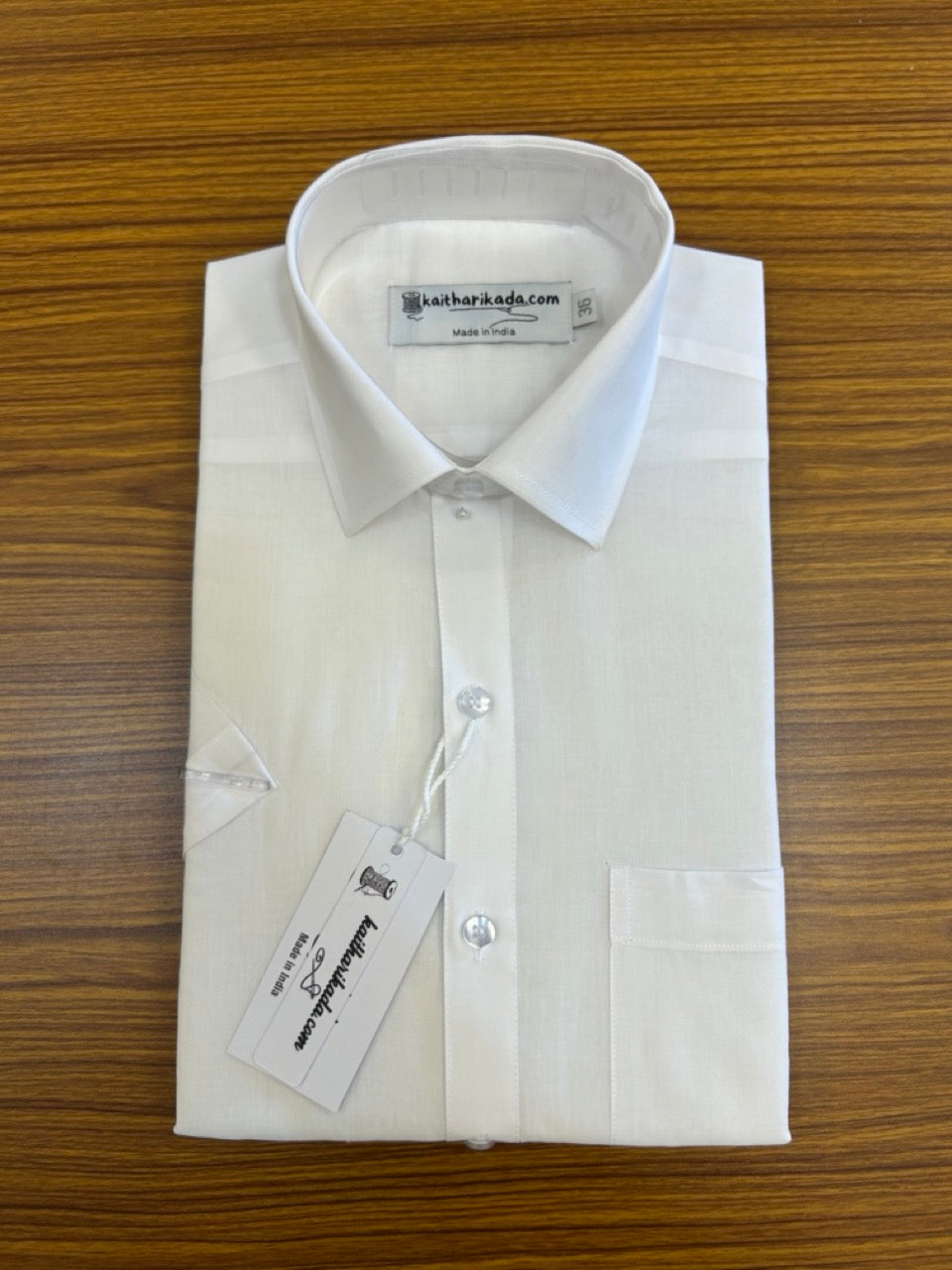 White Shirt - Full Sleeve - 100% Pure Cotton Mercerised -  Kaitharikada Original - Politician Type - 3KK1001S