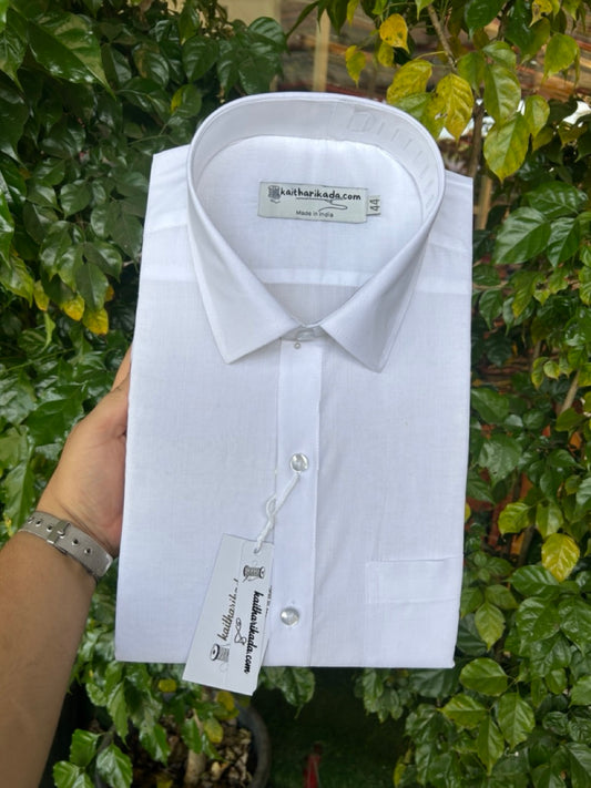 White Shirt - Half Sleeve - 100% Pure Cotton Mercerised -  Kaitharikada Original - Politician Type - 4KK1001S