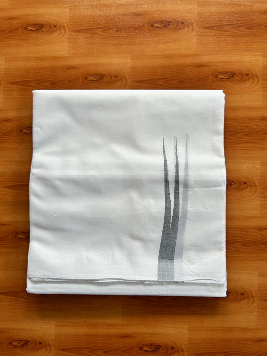 Double Pure White Mundu/Dhoti - 20% Discount !! KaithariKada Balaramapuram 100% Cotton - 100x80 - 0.5 Black Striped Chutty Kara 3.90 mtr (8 muzham) - 18 KK5443 VAS