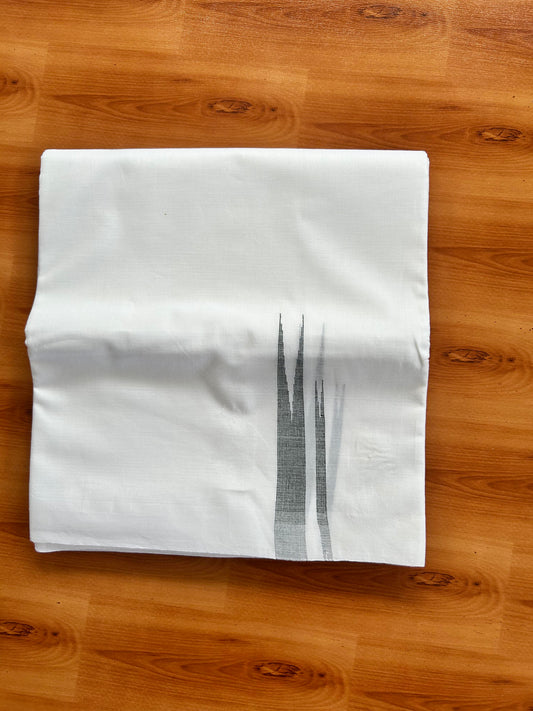 Double Pure White Mundu/Dhoti - 20% Discount !! KaithariKada Balaramapuram 100% Cotton - 100x80 - 1.25 Dark Green Striped Double Chutty Kara 3.90 mtr (8 muzham) - 9 KK5443 VAS
