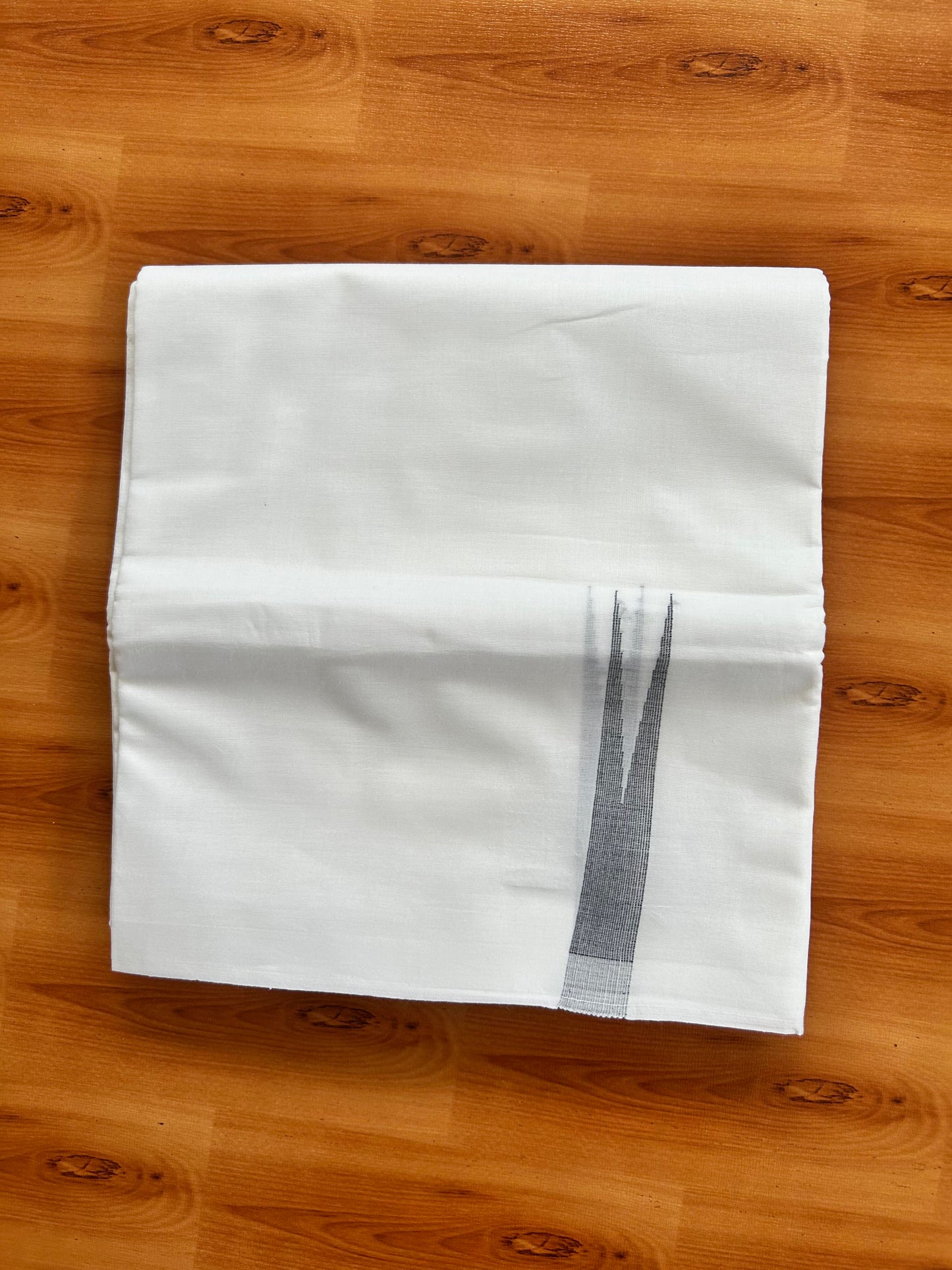 Double Pure White Mundu/Dhoti - 20% Discount !! KaithariKada Balaramapuram 100% Cotton - 100x80 - 0.5 Navy Blue Striped Chutty Kara 3.90 mtr (8 muzham) - 17 KK5443 VAS