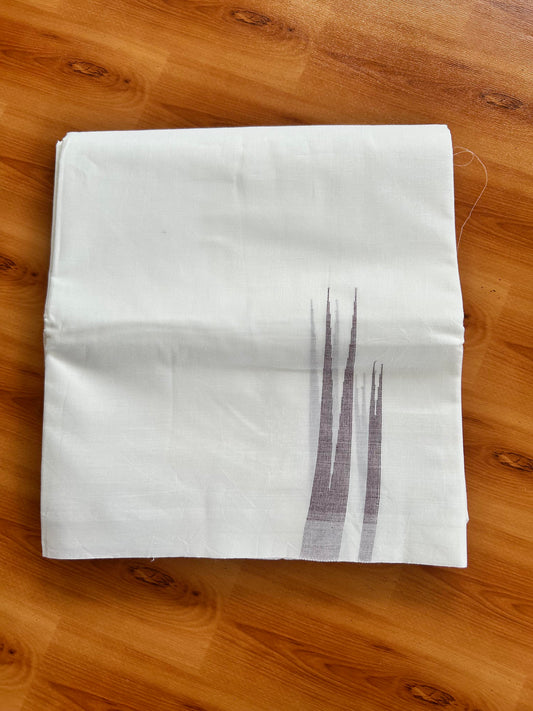Double Pure White Mundu/Dhoti - 20% Discount !! KaithariKada Balaramapuram 100% Cotton - 100x80 - 1.5 Wine Purple Striped Double Chutty Kara 3.90 mtr (8 muzham) - 12 KK5443 VAS