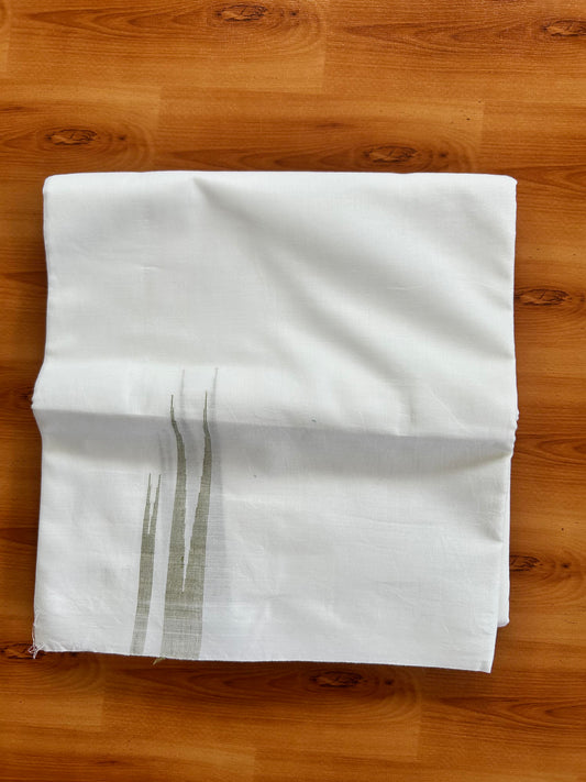Double Pure White Mundu/Dhoti - 20% Discount !! KaithariKada Balaramapuram 100% Cotton - 100x80 - 1.25 Olive Green Striped Double Chutty Kara 3.90 mtr (8 muzham) - 13 KK5443 VAS