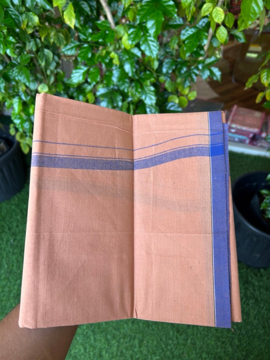 10% Discount!!! Kaitharikada Pure Cotton - Single Kaily / Lungi - 0.5 inch Violet Blue Kara with Kavi colour body (2 meter / 4 muzham) - 20KK8024 GAN