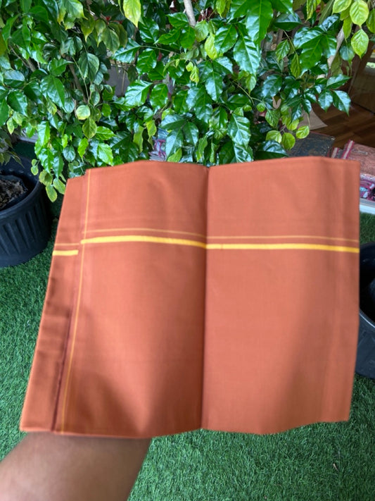 16% Discount!!! Kaitharikada Pure Cotton - Single Kaily / Lungi - 0.5 cm Yellow Kara with Kavi colour body  (2 meter / 4 muzham) - 8KK8024 GAN