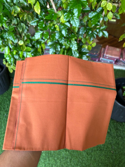 16% Discount!!! Kaitharikada Pure Cotton - Single Kaily / Lungi - 0.5 cm Dark Green Kara with Kavi colour body  (2 meter / 4 muzham) - 7KK8024 GAN