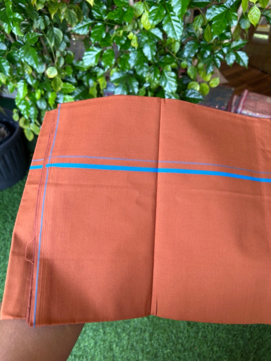 16% Discount!!! Kaitharikada Pure Cotton - Single Kaily / Lungi - 0.5 cm Sky Blue Kara with Kavi colour body  (2 meter / 4 muzham) - 6KK8024 GAN