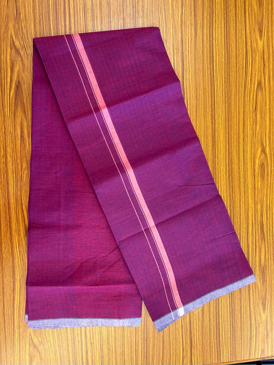 10% Discount!!! Kaitharikada - Pure Cotton  - Single Kaily / Lungi - 0.5 inch Rose Pink Kara with Magenta & Navy Blue Shaded colour body (2 meter / 4 muzham) - 16KK8024 GAN