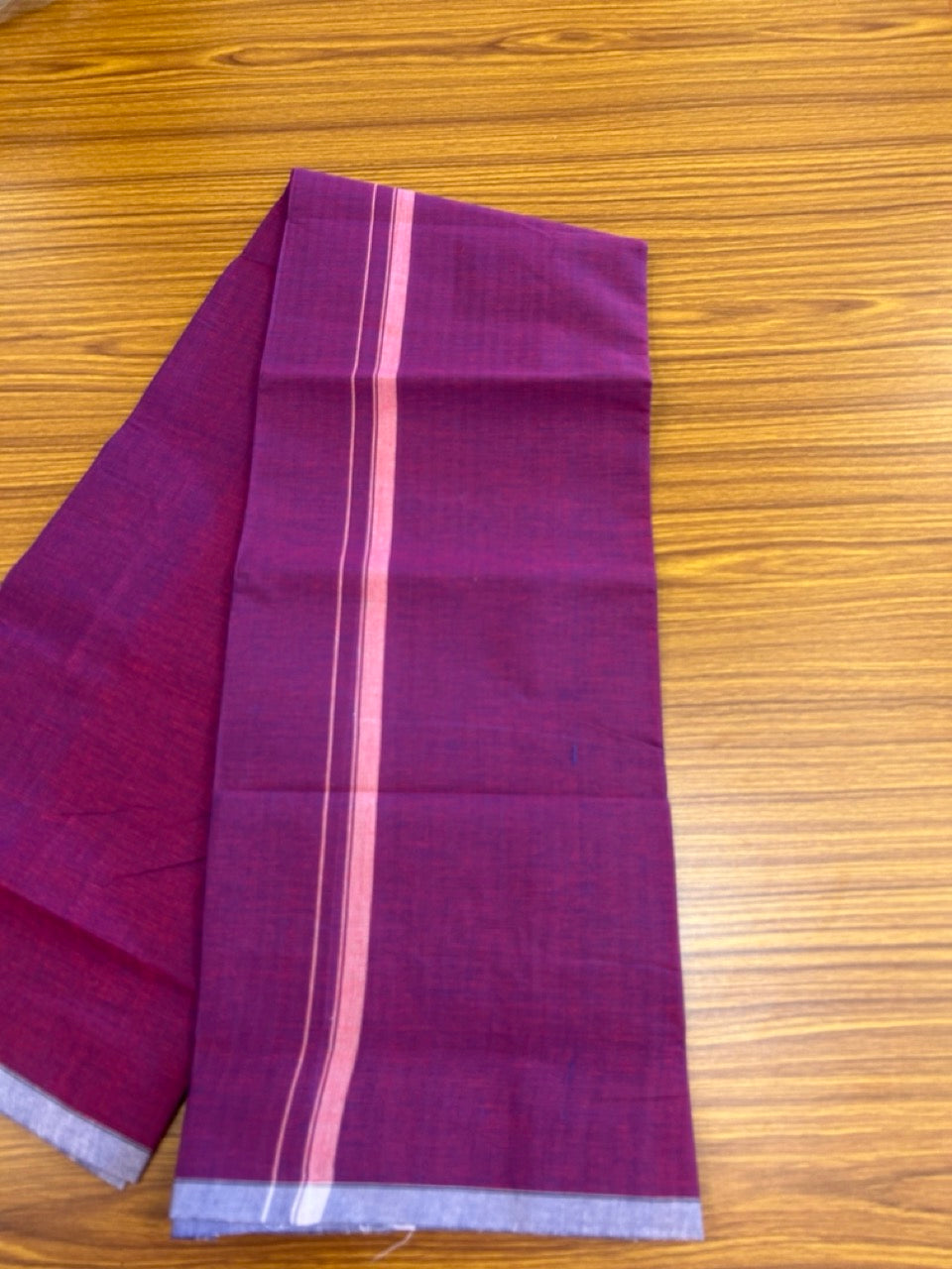 10% Discount!!! Kaitharikada - Pure Cotton  - Single Kaily / Lungi - 0.5 inch Rose Pink Kara with Magenta & Navy Blue Shaded colour body (2 meter / 4 muzham) - 16KK8024 GAN