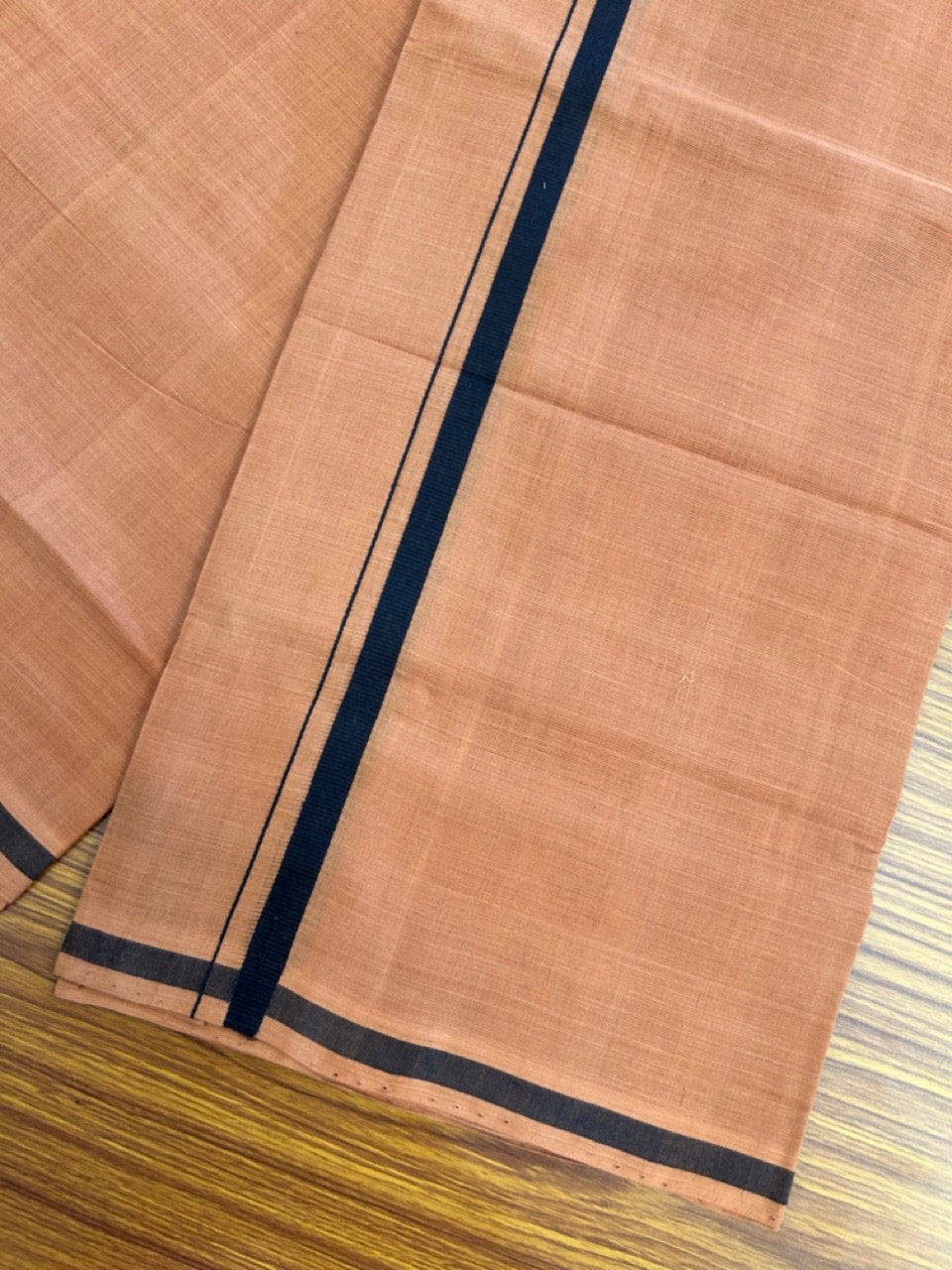 10% Discount !! KaithariKada 100% Pure Cotton - HANDLOOM Single Mundu/Dhoti  KAVI Brown COLOUR BODY & BLACK 0.5 inch Kara- 2.25mtr (4.82 muzham) - 14KK8020ELA