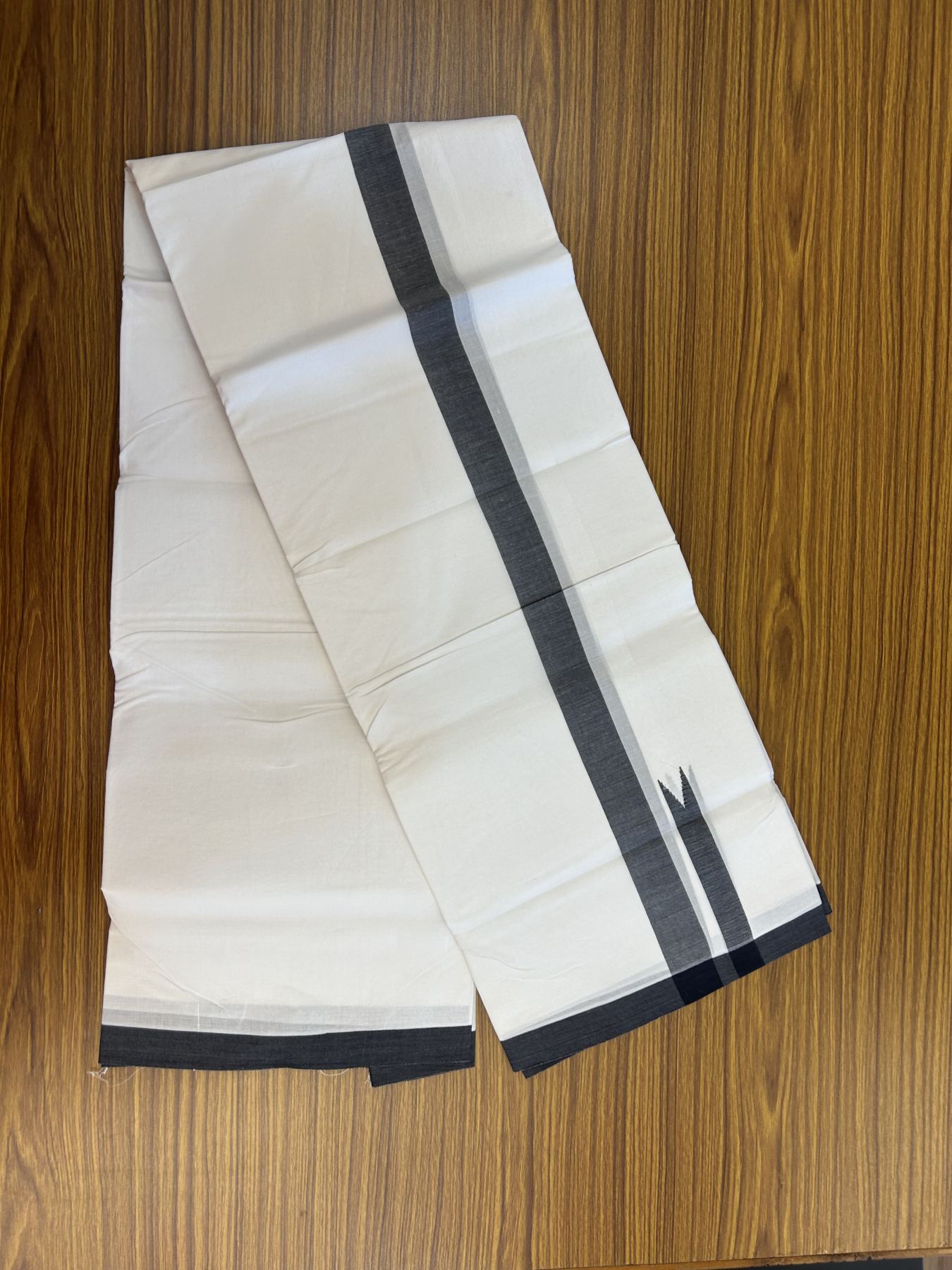 20% Discount !! KaithariKada Balaramapuram Double Pure White  Mundu/Dhoti - 100X100 - 1.25 inch Puliyilakkara Black Chutty Kara 4 mtr (8.5 muzham) - 31 KK5336 ASH
