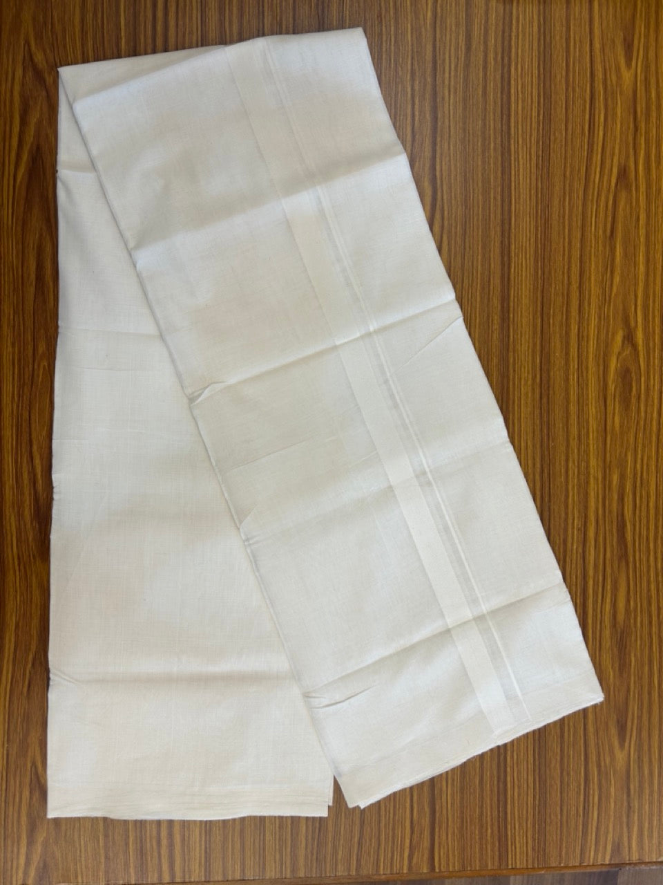 25% Discount! KaithariKada Handloom Unakkupaav Balaramapuram - 100% PURE Cotton Off White Double (Unbleached) Mundu/Dhoti - 80x90 - 1.25 Inch White kara 4 mtr (8.5 Muzham) - 1 KK5263 YAR