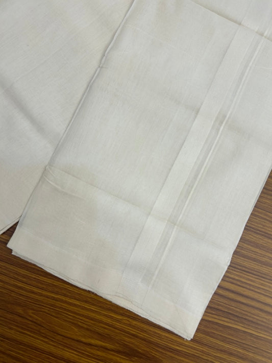 25% Discount! KaithariKada Handloom Unakkupaav Balaramapuram - 100% PURE Cotton Off White Double (Unbleached) Mundu/Dhoti - 80x90 - 0.75 Inch White kara 4 mtr (8.5 Muzham) - 1 KK5263 YAR