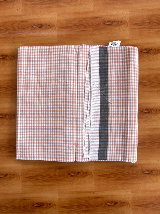 Kerala Handloom - Signature Kaitharikada - 100% Pure Cotton - 2/60X40s Twisted Thread - Handloom Single Mundu/Dhoti - Brown & White Check Body  - 2 mtr - 29 KK8080 KAL