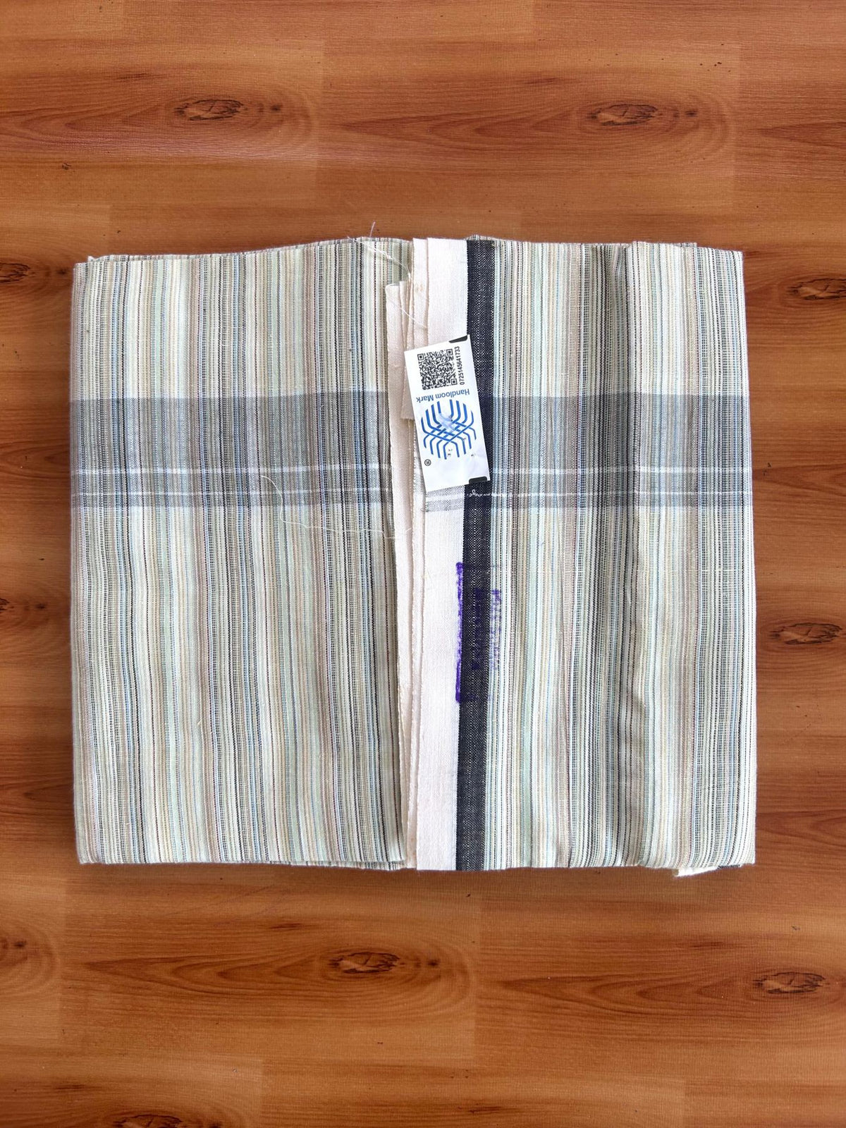 Kerala Handloom - Signature Kaitharikada - 100% Pure Cotton - 2/60X40s Twisted Thread - Handloom Single Mundu/Dhoti - Multi Colour Striped Body  - 2 mtr - 30 KK8080 KAL