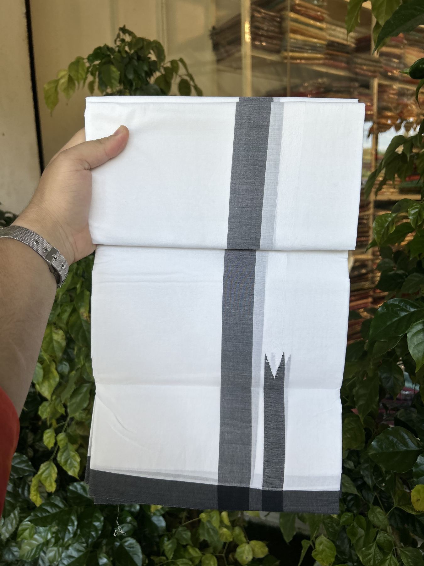 20% Discount !! KaithariKada Balaramapuram Double Pure White  Mundu/Dhoti - 100X100 - 1.25 inch Puliyilakkara Black Chutty Kara 4 mtr (8.5 muzham) - 31 KK5336 ASH