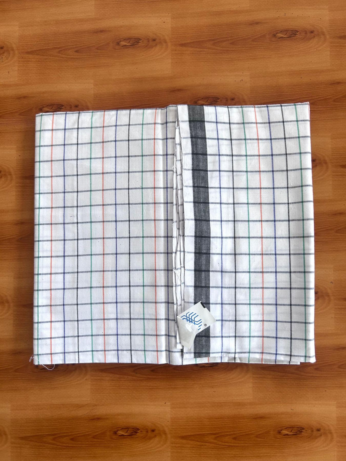 Kerala Handloom - Signature Kaitharikada - 100% Pure Cotton - 2/80sX80s Twisted Thread - Handloom Single Mundu/Dhoti - White Black & Multi colour Check Body  - 2 mtr - 45 KK8080 KAL