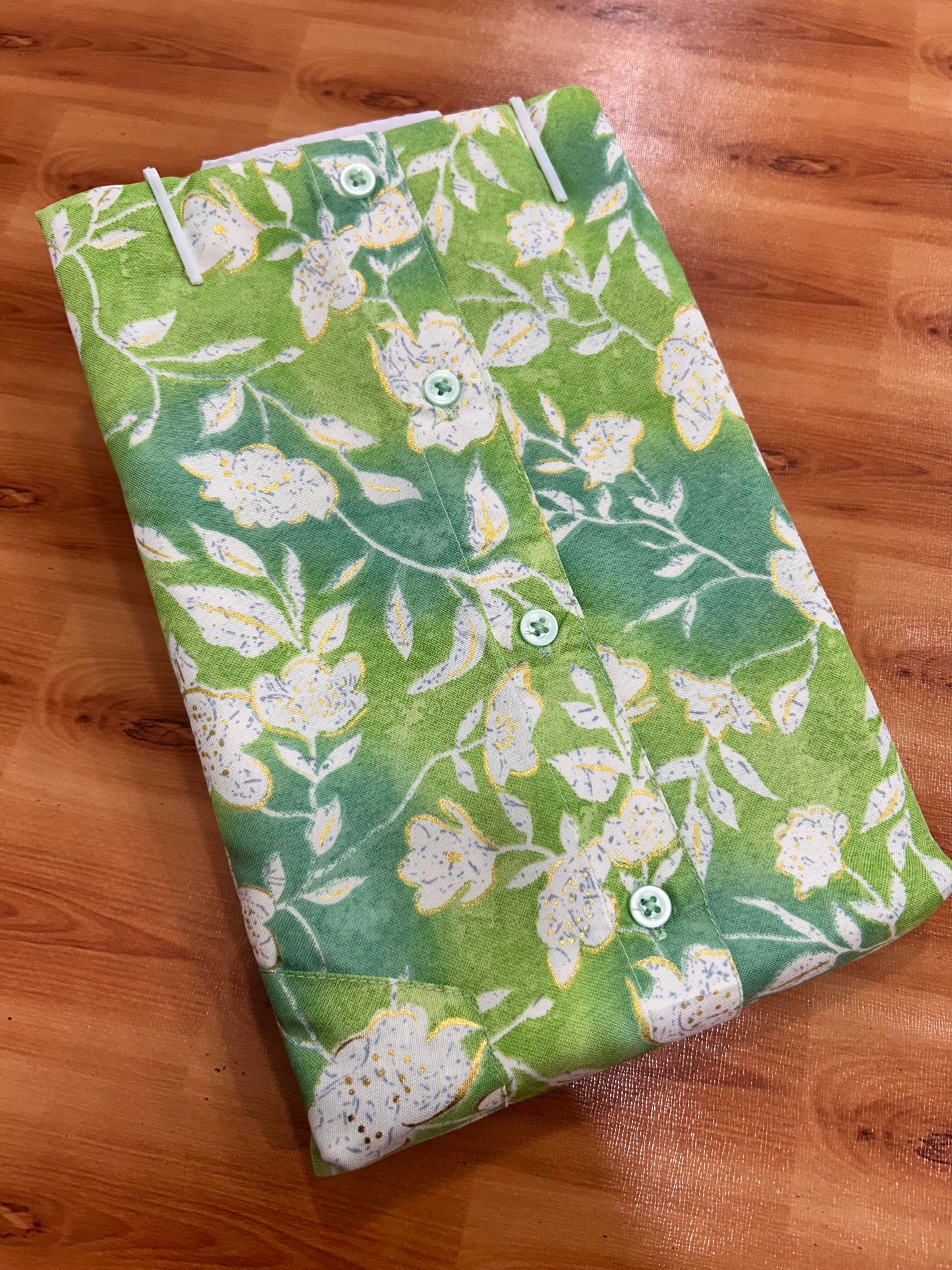 Combo Shirt Mund Mixed cotton - Half Sleeve - KaithariKada - Gold Kasav Green & Parrot Green Flower Printed Design - 4 KK5447 ARU