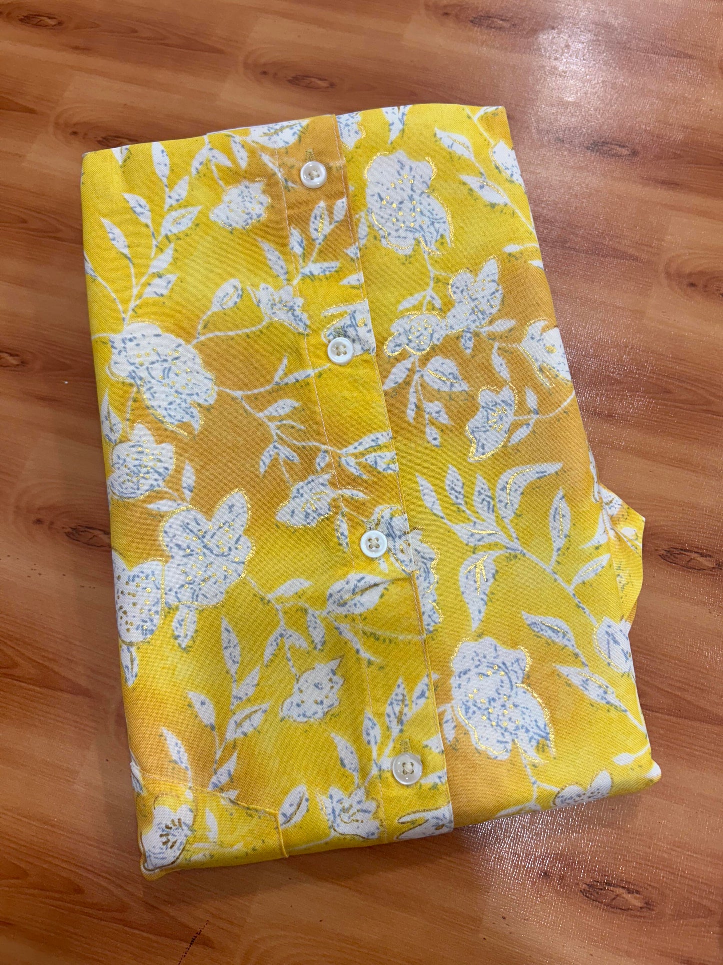 Combo Shirt Mund Mixed cotton - Half Sleeve - KaithariKada - Gold Kasav Orange & Yellow Flower Printed Design - 3 KK5447 ARU