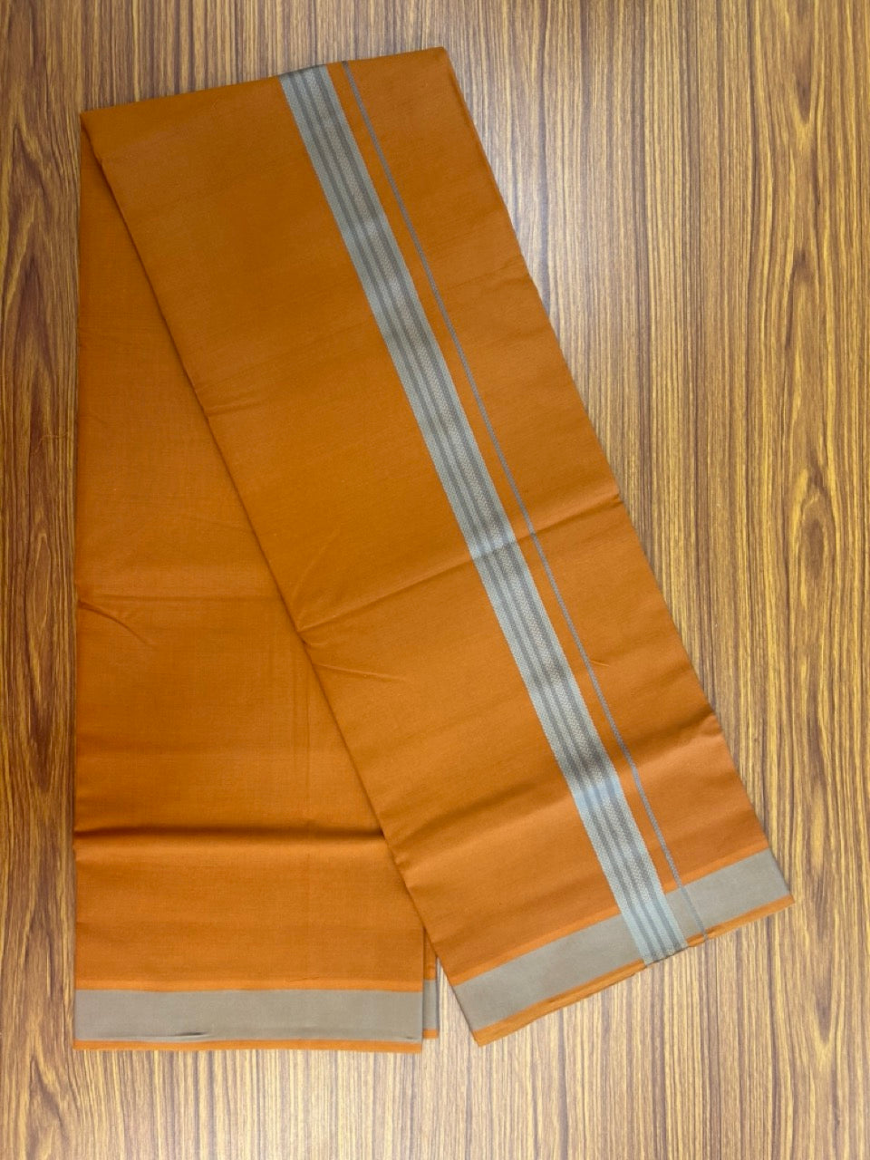 18% Discount!!! Kaitharikada Pure Cotton - Single Kaily / Lungi - 1.25 inch Grey & Ash Zig-zag design kara with Kavi colour body  (2 meter / 4 muzham) - 13KK8018GAN