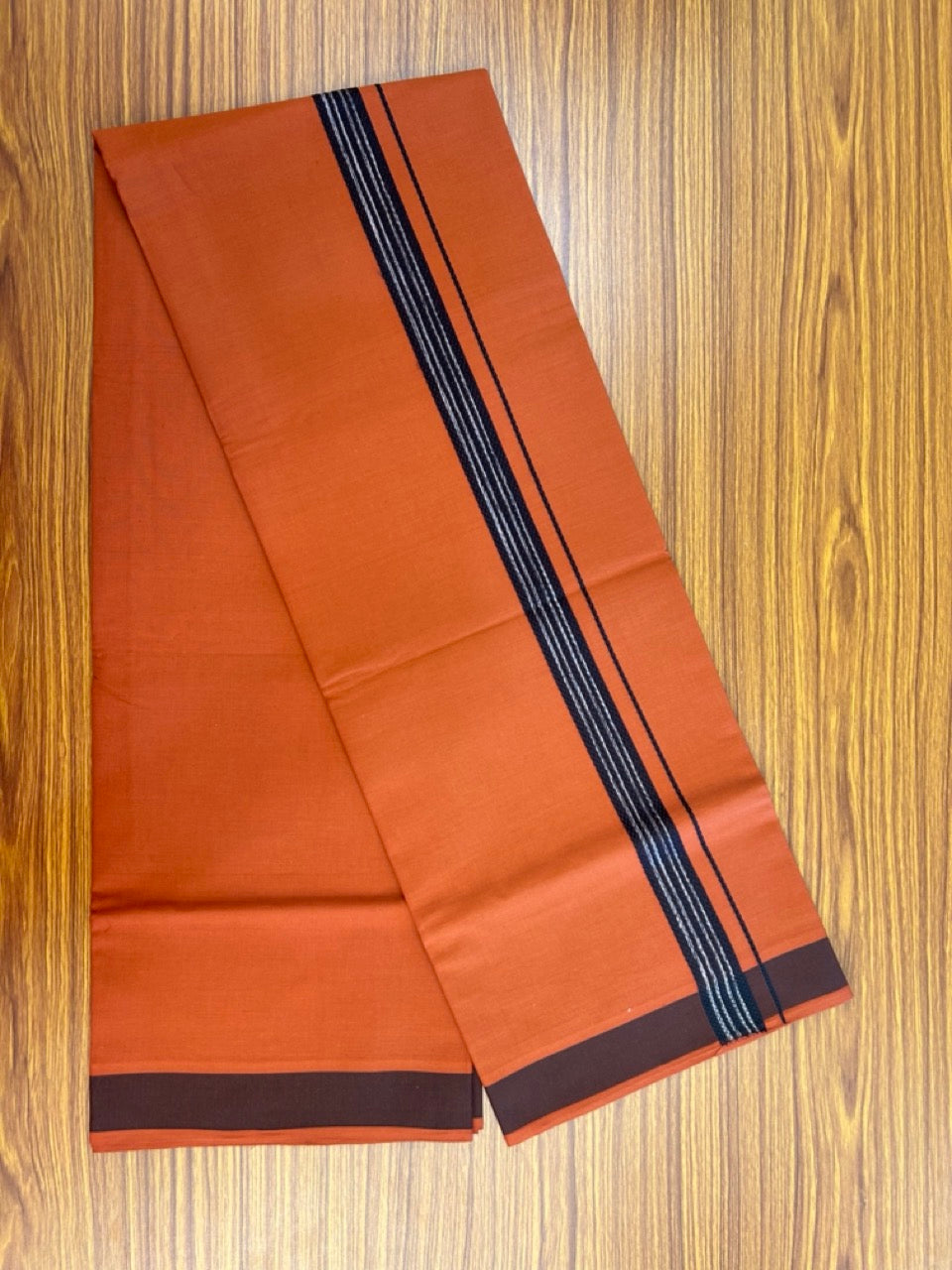 18% Discount!!! Kaitharikada Pure Cotton - Single Kaily / Lungi - 1.25 inch Black & white shaded Pattern striped kara with Kavi colour body  (2 meter / 4 muzham) - 15KK8018GAN