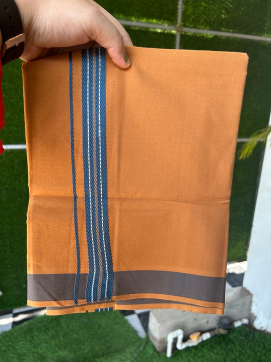 18% Discount!!! Kaitharikada Pure Cotton - Single Kaily / Lungi - 1 inch Blue & White stripes Pattern  kara with Kavi colour body  (2 meter / 4 muzham) - 12KK8018GAN