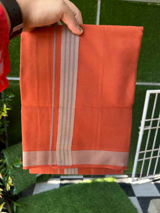 18% Discount!!! Kaitharikada Pure Cotton - Single Kaily / Lungi - 1.25 inch Grey & Ash Zig-zag design kara with Kavi colour body  (2 meter / 4 muzham) - 16KK8018GAN