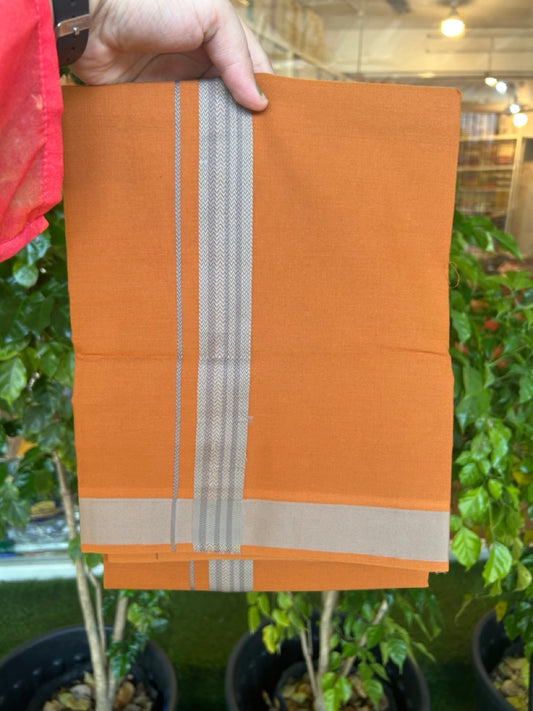 18% Discount!!! Kaitharikada Pure Cotton - Single Kaily / Lungi - 1.25 inch Grey & Ash Zig-zag design kara with Kavi colour body  (2 meter / 4 muzham) - 13KK8018GAN