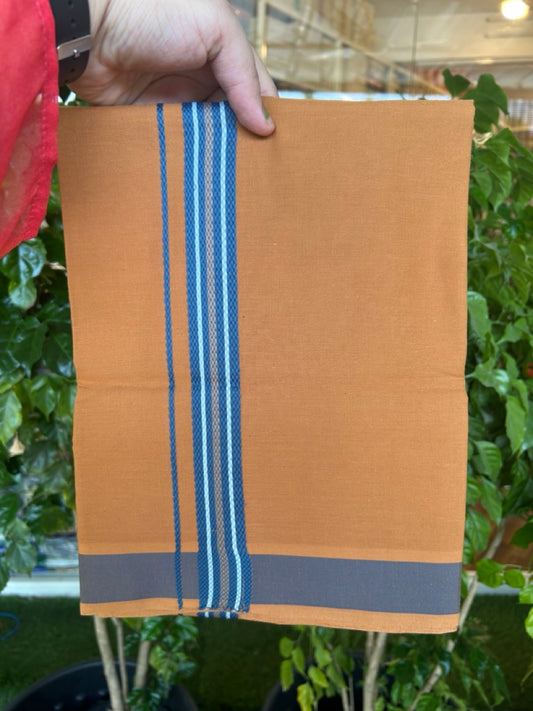 18% Discount!!! Kaitharikada Pure Cotton - Single Kaily / Lungi - 1.25 inch Blue & White stripes Pattern  kara with Kavi colour body  (2 meter / 4 muzham) - 11KK8018GAN