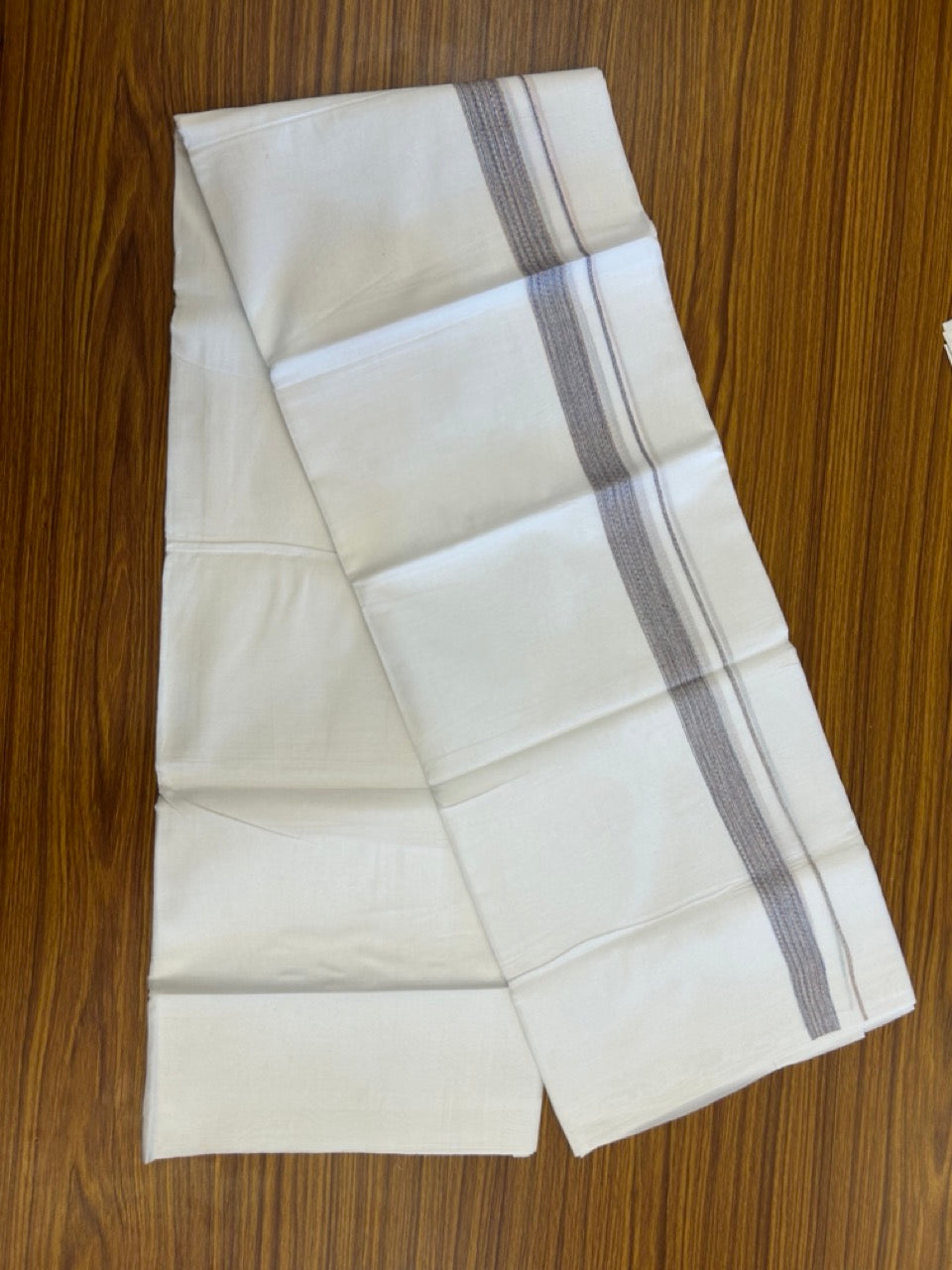 20% Discount ! Kaitharikada Balaramapuram 100% Cotton Pure White Rainbow Double Mundu/Dothi - 100x80 - 0.75 inch Blue & Multi colour Kara 3.80 mtr (8 muzham) - 35 KK5299 THI