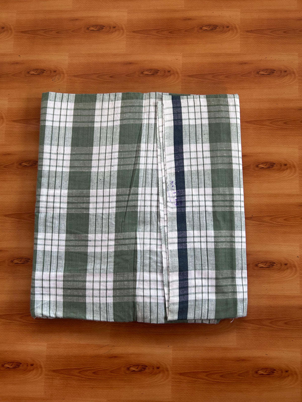 Kerala Handloom - Signature Kaitharikada - 100% Pure Cotton - 2/60sX40s Twisted Thread - Handloom Single Mundu/Dhoti - Forest Green & White Check Body  - Above 2 mtr - 59 KK8080 KAL