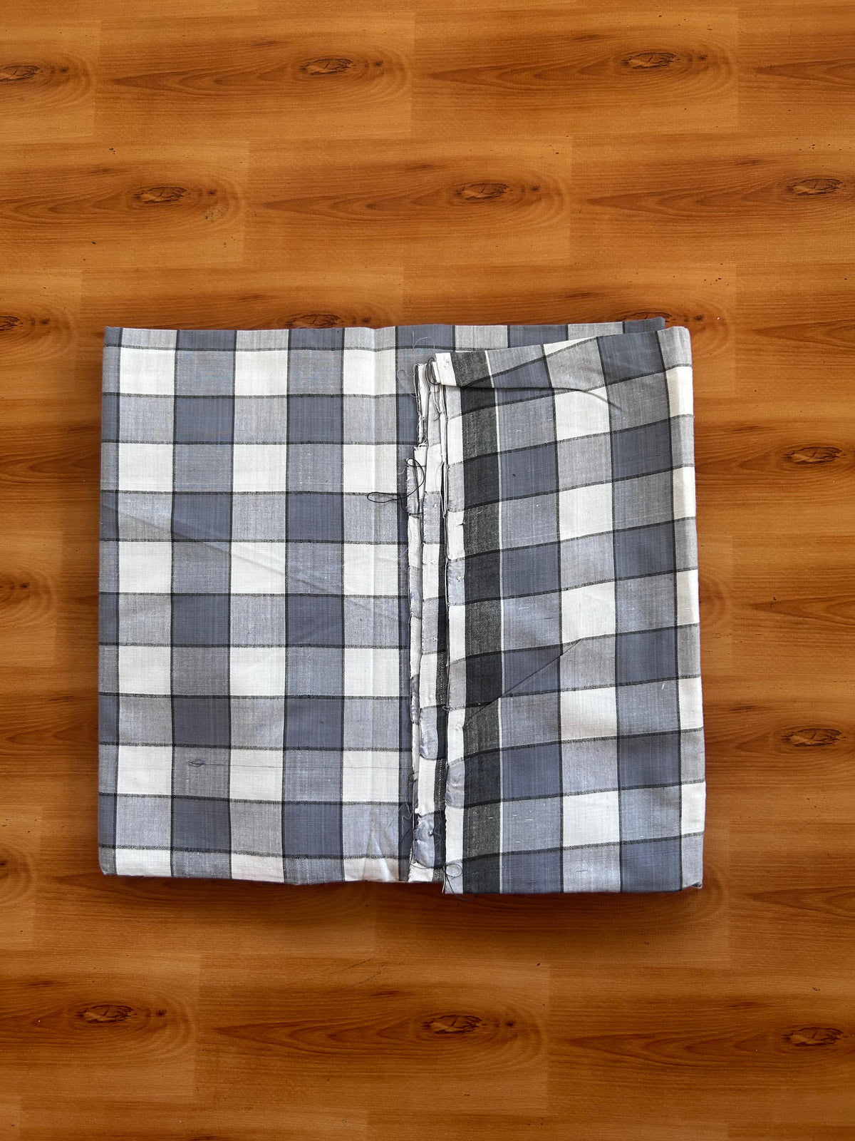 Kerala Handloom - Signature Kaitharikada - 100% Pure Cotton - 2/80sX2/80s Twisted Thread - Handloom Single Mundu/Dhoti - Ash Blue Black & White Check Body  - 2 mtr - 62 KK8080 KAL
