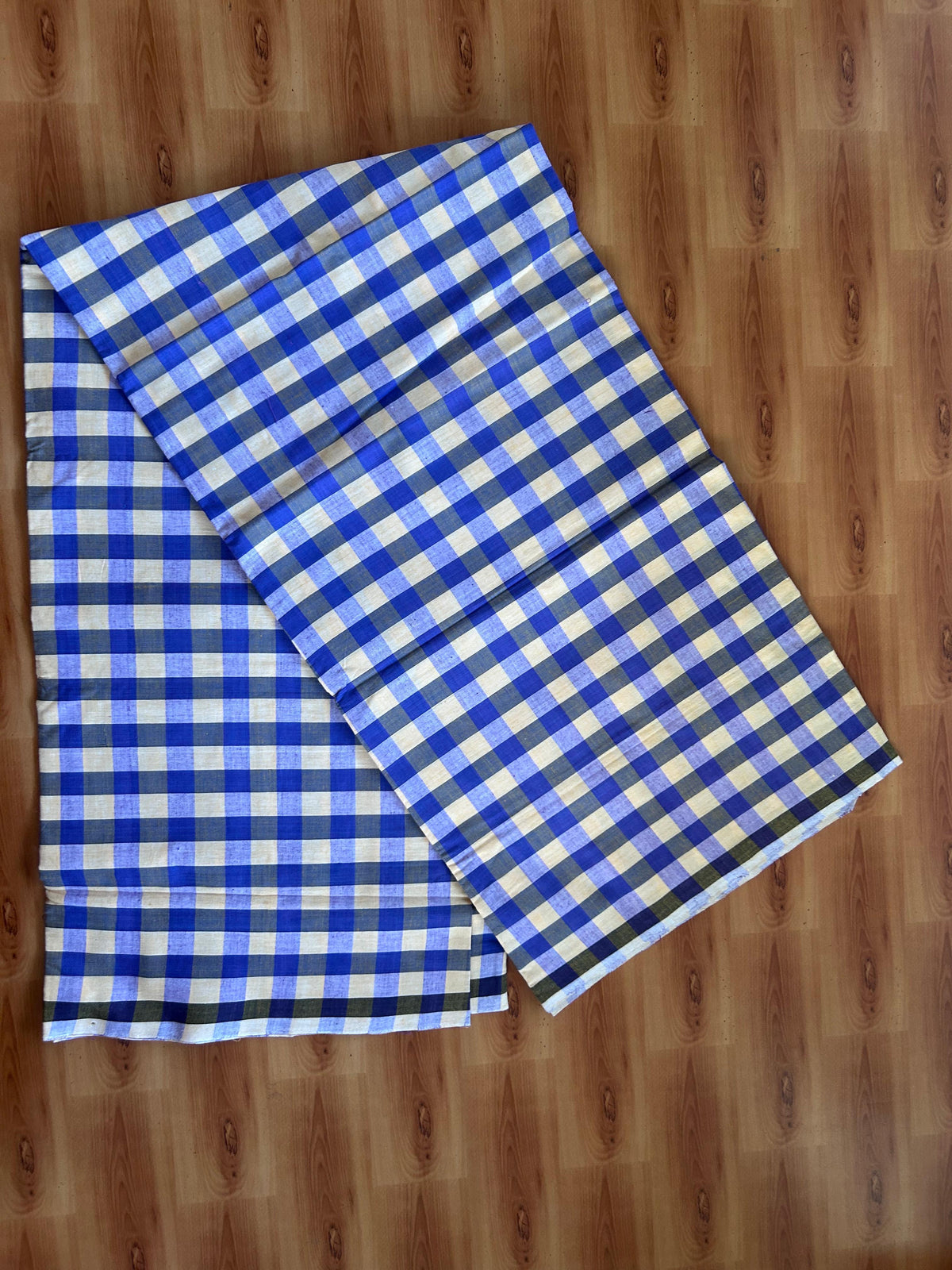 Kerala Handloom - Signature Kaitharikada - 100% Pure Cotton - 2/60sX40s Twisted Thread - Handloom Single Mundu/Dhoti -  Violet & Light Yellow Check Body  - 2.45 mtr - 54 KK8080 KAL