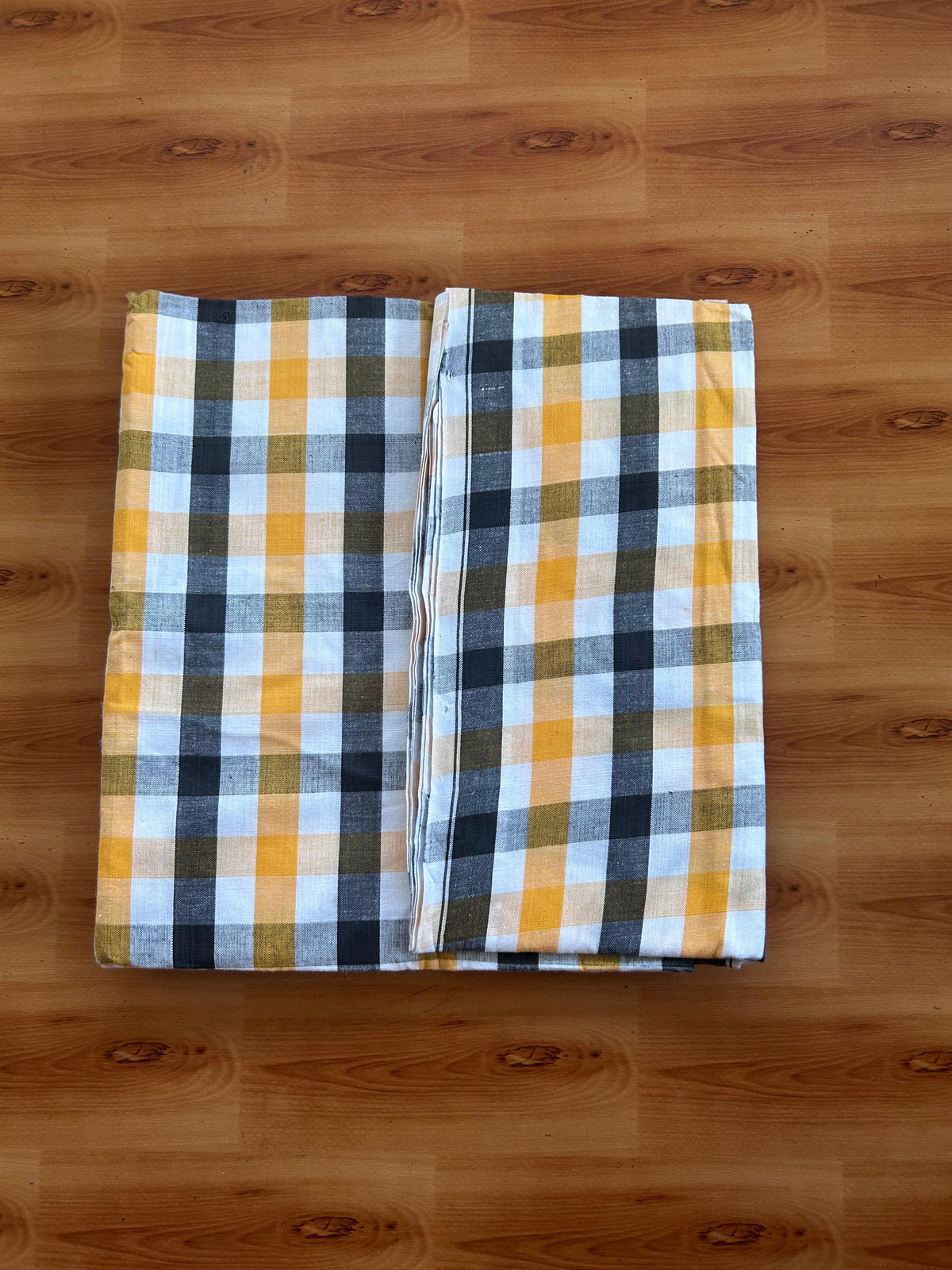 Kerala Handloom - Signature Kaitharikada - 100% Pure Cotton - 2/60sX40s Twisted Thread - Handloom Single Mundu/Dhoti - Yellow Black & White Check Body  - Above 2 mtr - 60 KK8080 KAL