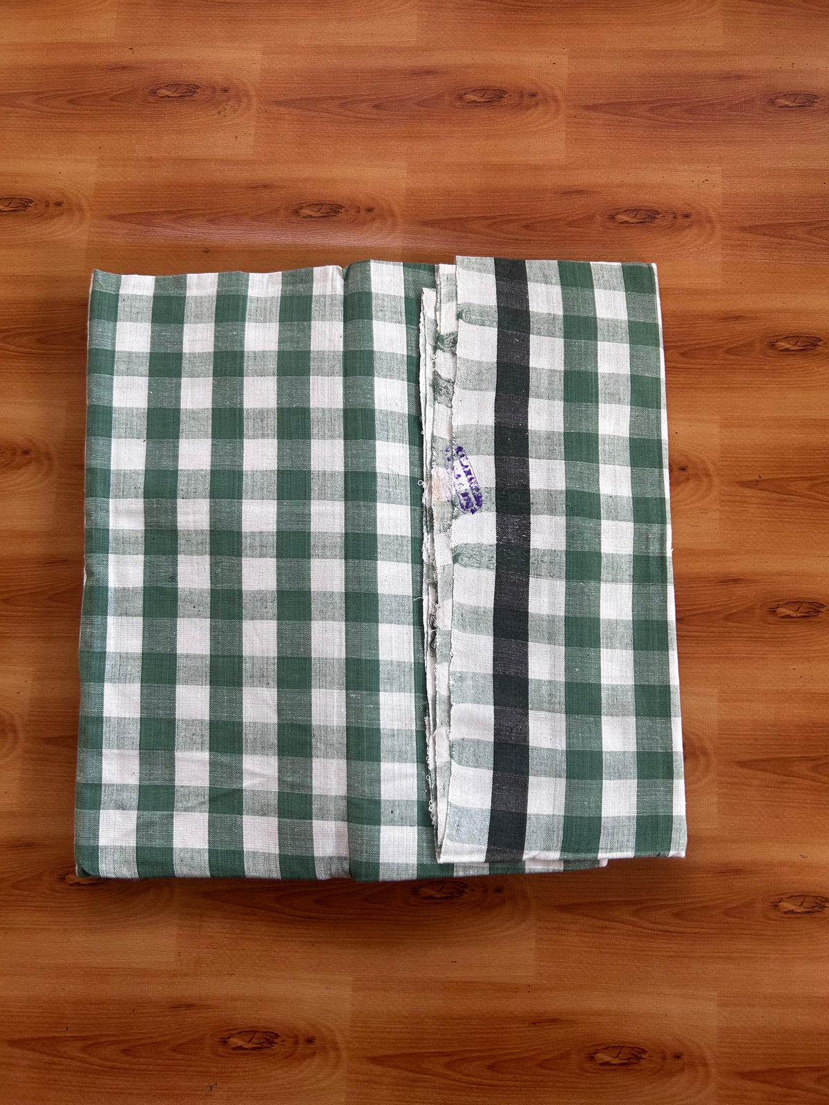Kerala Handloom - Signature Kaitharikada - 100% Pure Cotton - 2/60sX40s Twisted Thread - Handloom Single Mundu/Dhoti - Forest Green & White Check Body  - 2.10 mtr - 58 KK8080 KAL