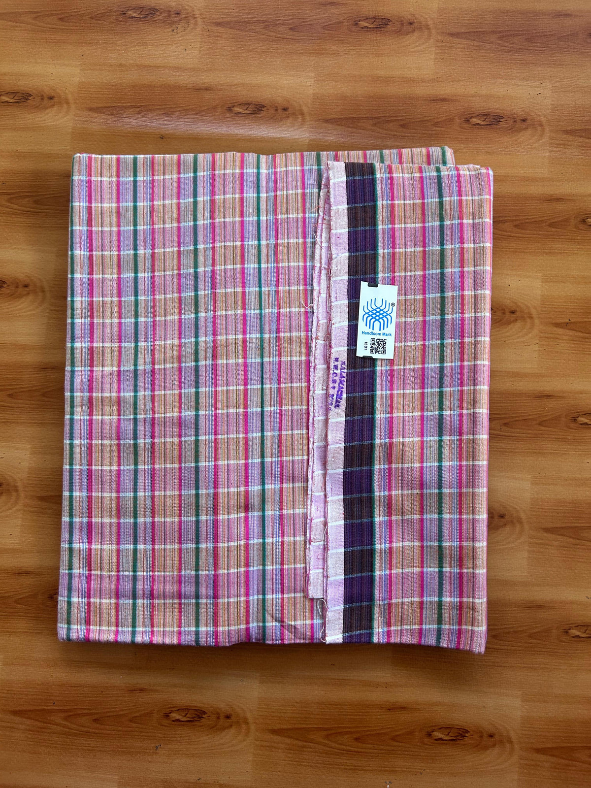 Kerala Handloom - Signature Kaitharikada - 100% Pure Cotton - 2/60sX2/40s Twisted Thread - Handloom Single Mundu/Dhoti - Multi Colour Check Body  - Above 2 mtr - 64 KK8080 KAL