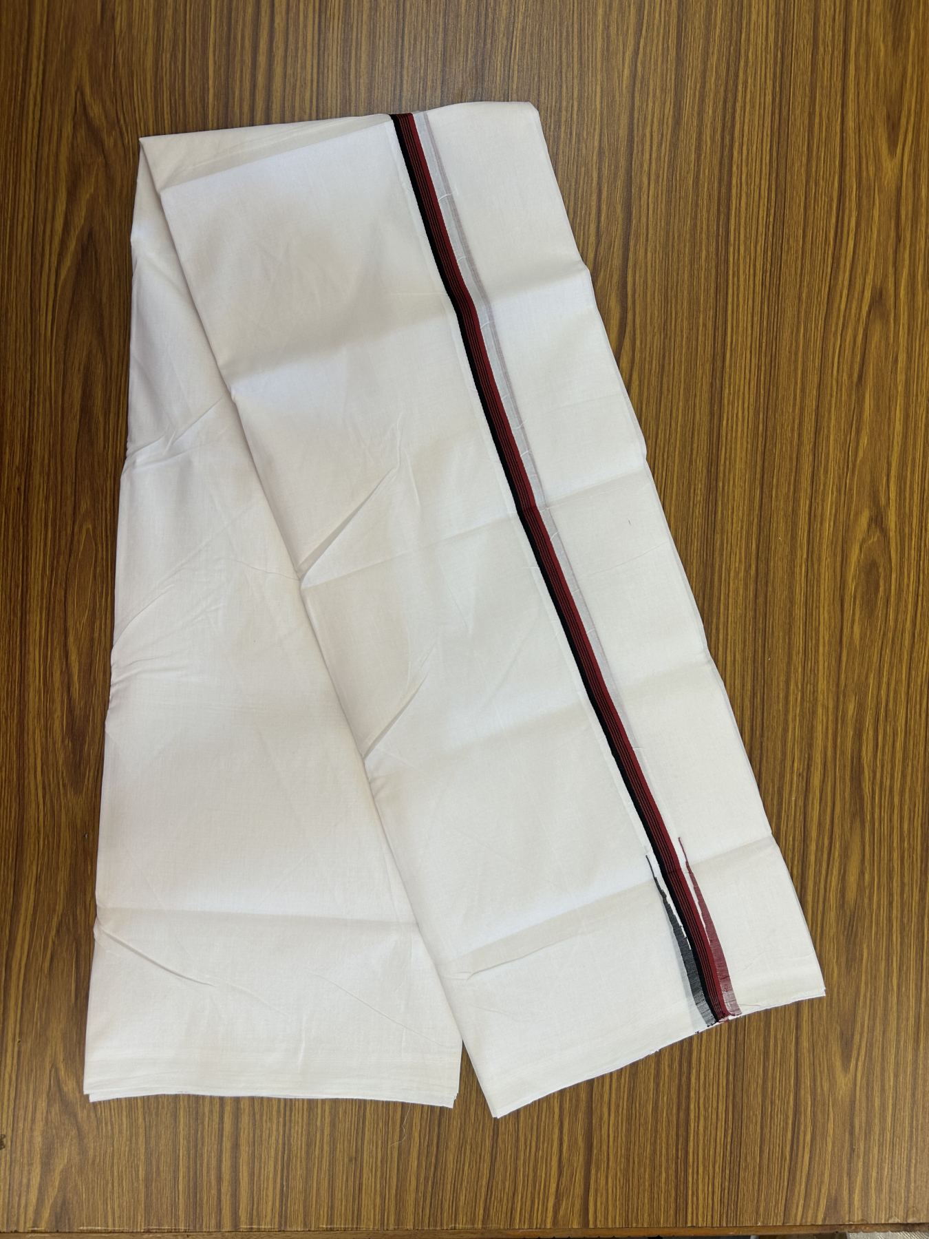 25% Disocunt!! KaithariKada Kerala Handloom Millpaav - 100% Pure Cotton Double - Mundu/Dhoti - 80x90 - 1 inch Puliyilakkara Maroon & Black Chutty Kara - 3.96 mtr (8.49 muzham) -  8 KK5337 RAM