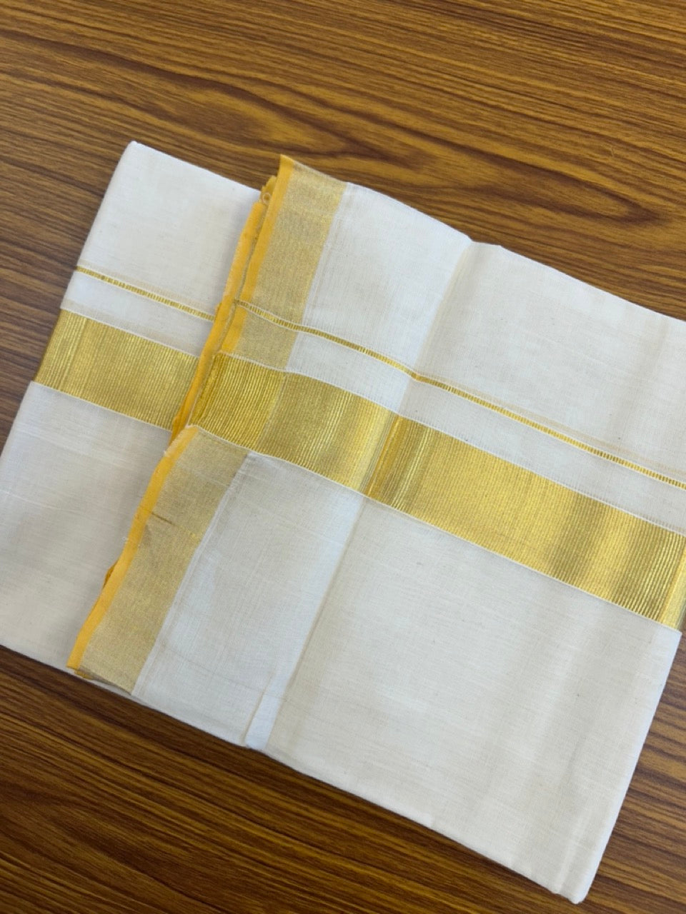 25% Discount!! KaithariKada Handloom Millpaav Balaramapuram - 100% PURE Cotton OFF WHITE  (Unbleached) Neriyath - 80x90 - 3.5 cm Kasavu Kara - 88 KK5234 RAM