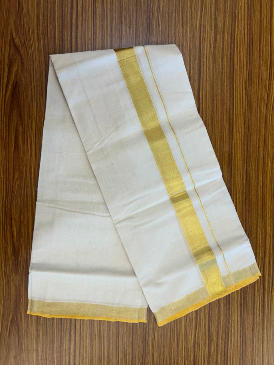 25% Discount!! KaithariKada Handloom Millpaav Balaramapuram - 100% PURE Cotton OFF WHITE  (Unbleached) Neriyath - 80x90 - 3.5 cm Kasavu Kara - 88 KK5234 RAM