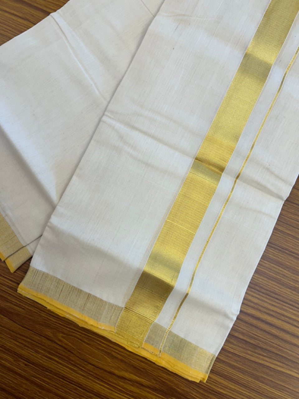 25% Discount!! KaithariKada Handloom Millpaav Balaramapuram - 100% PURE Cotton OFF WHITE  (Unbleached) Neriyath - 80x90 - 3.5 cm Kasavu Kara - 88 KK5234 RAM