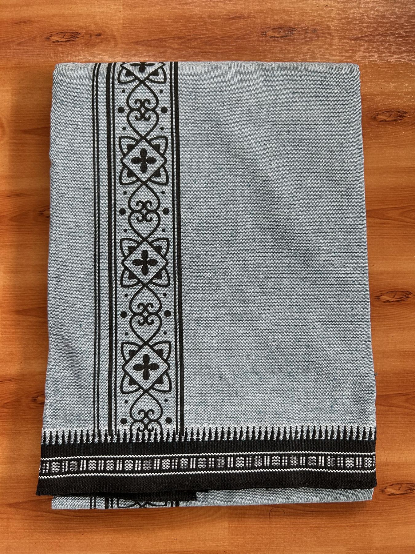 Kaitharikada - Single Kaily / Lungi -Mixed Cotton - 40s twisted - 2 inch Black Design Printed Kuppadam Kara With Peacock Blue Colour Body (2 meter / 4 muzham) - 5 KK8056 AST